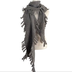 Rebecca Minkoff Asymmetrical Fringe Muffler Scarf Heather Grey